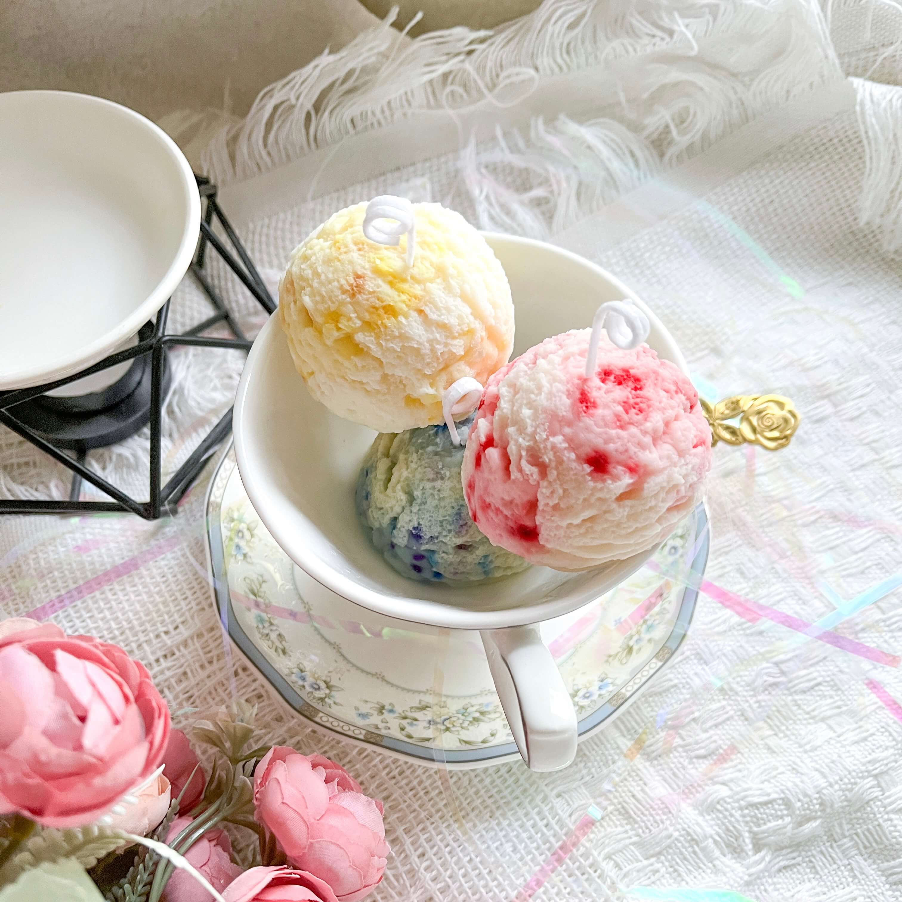 Sunny Sorbets - ice cream scoop candles